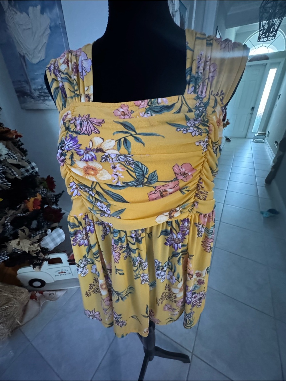 torrid Yellow Floral Ruched top